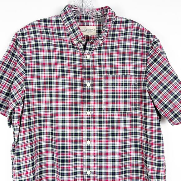 Denim & Supply Ralph Lauren Short Sleeve Button Front Plaid Shirt Mens Size Med - Picture 4 of 10